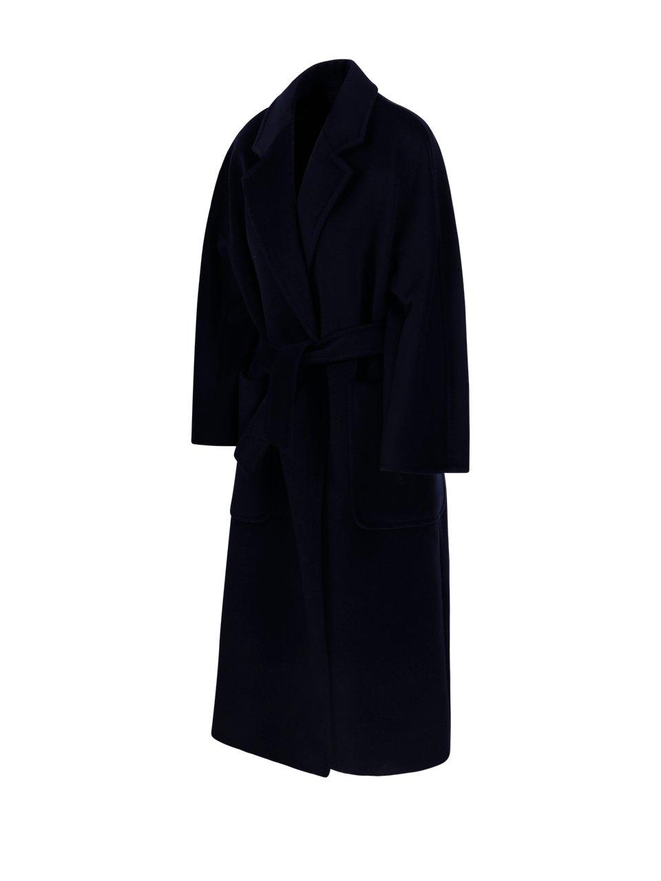 Shop Max Mara Belted Long-sleeved Coat In Blue