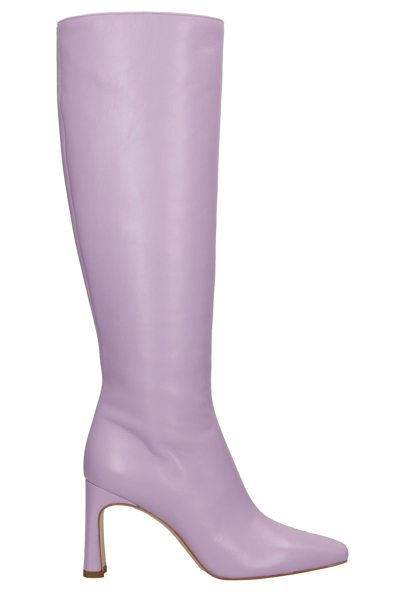 Liu-Jo Squared Lh01 High Heels Boots In Viola Leather