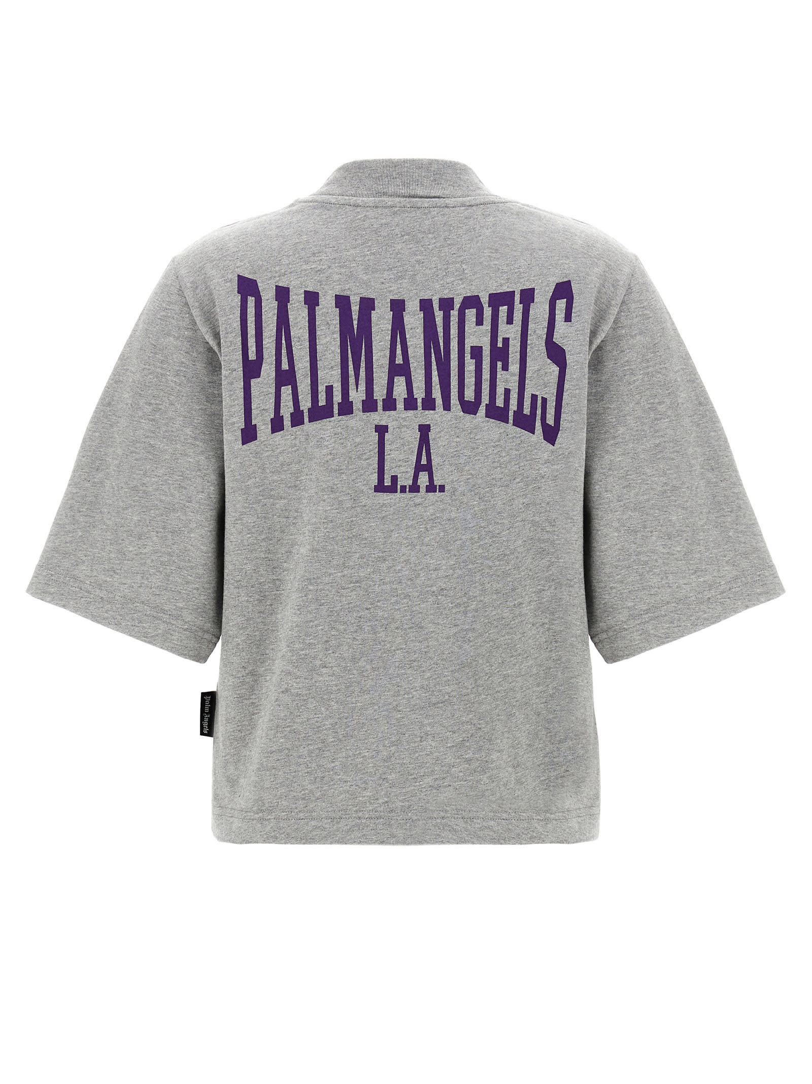 Shop Palm Angels College Cropped T-shirt In Gray