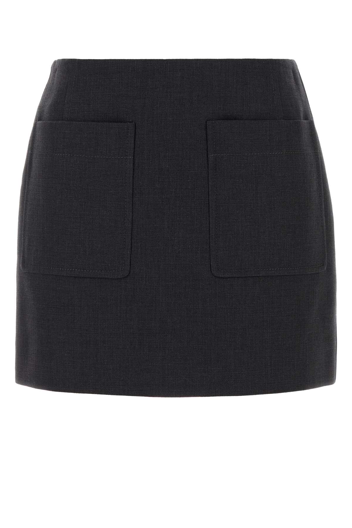 Bottega Veneta Graphite Cotton Blend Mini Skirt