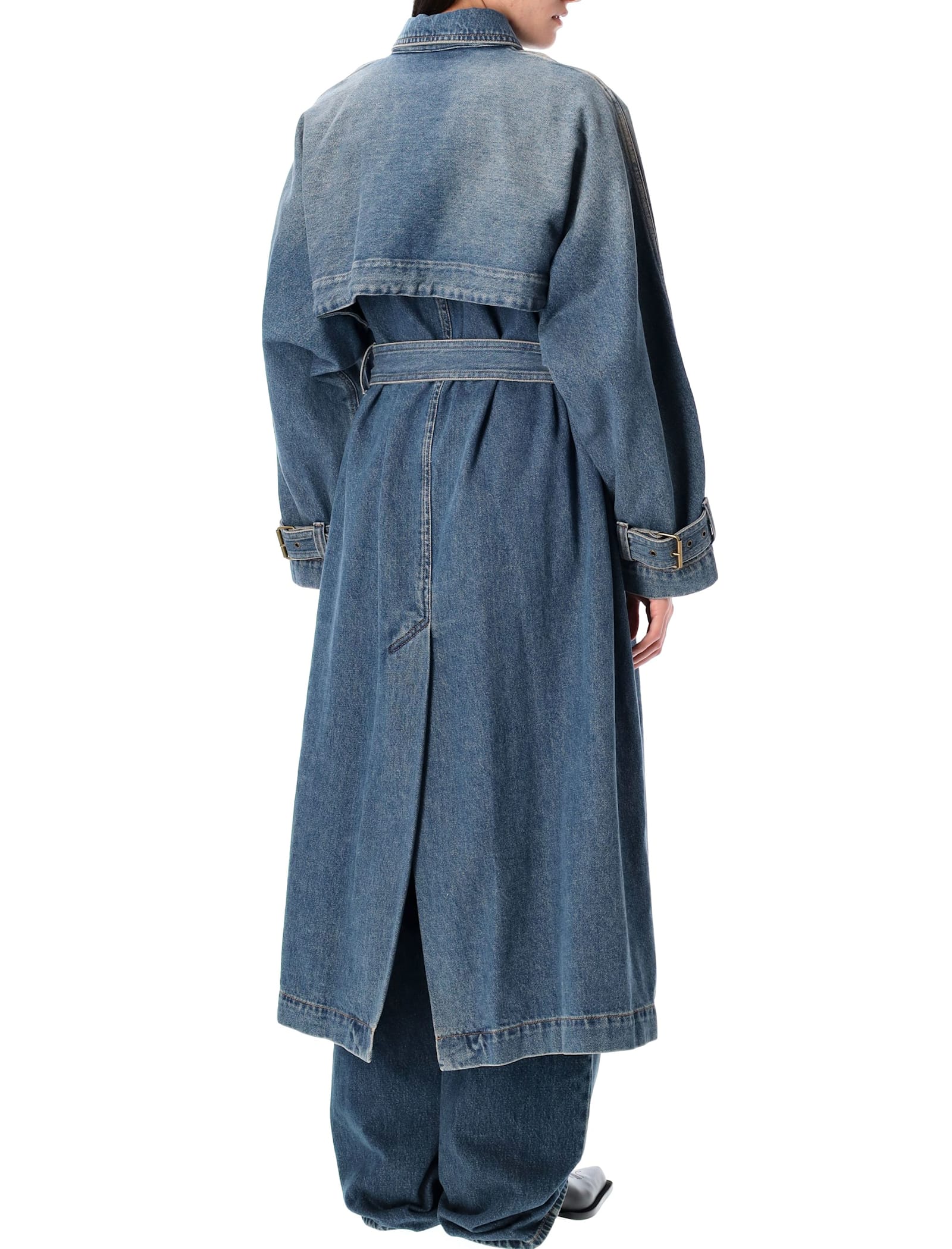 Isabel Marant Brekka Cotton Denim Trench Coat In Blue