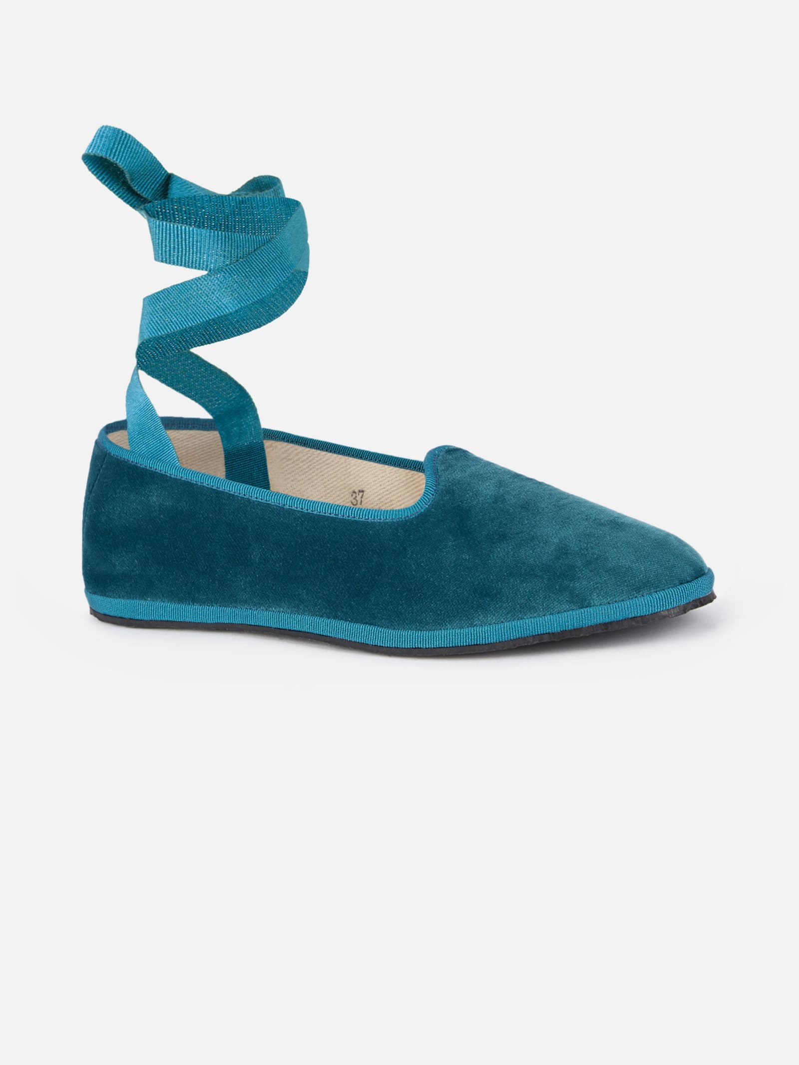 Mc2 Saint Barth Woman Velvet Slipper Loafers My Chalom Special Edition In Blue