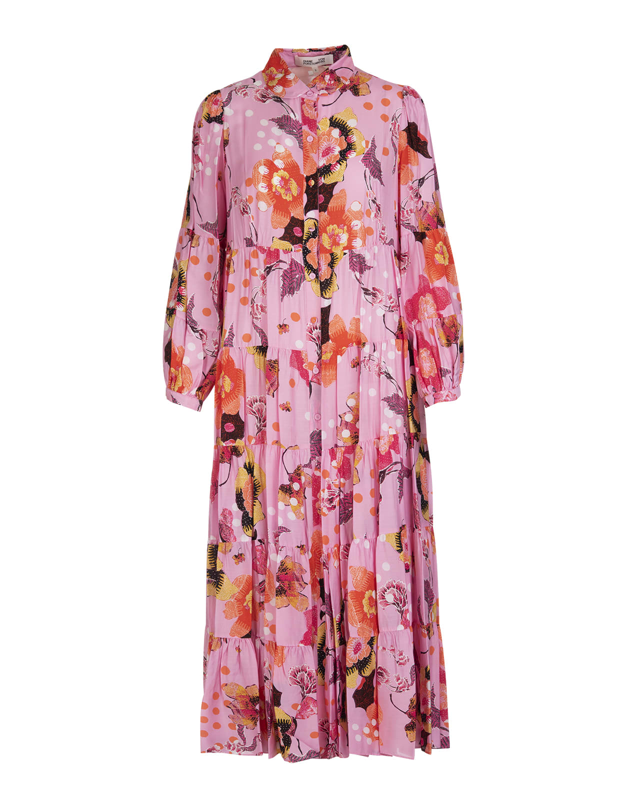 Diane Von Furstenberg Pink Gal Printed Floral Motif Midi Dress