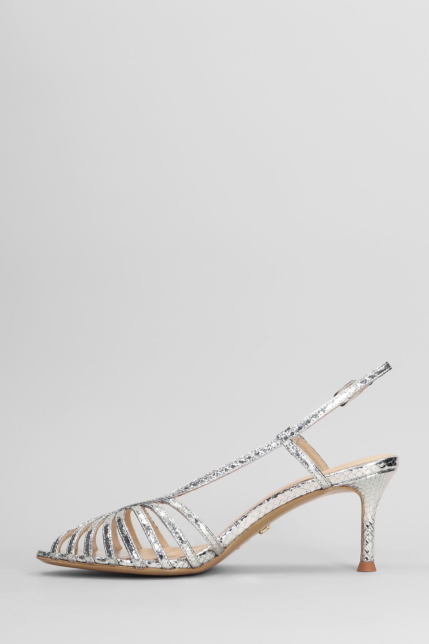 Lola Cruz Diana 65 Sandals In Silver Leather In Silver