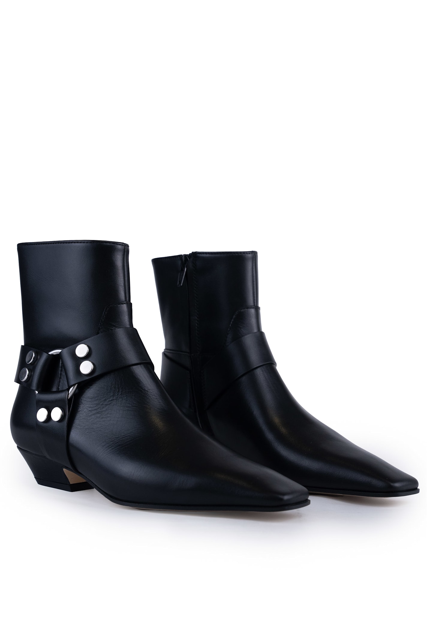 Liviana Conti Leather Ankle Boot With Buckle In Nero