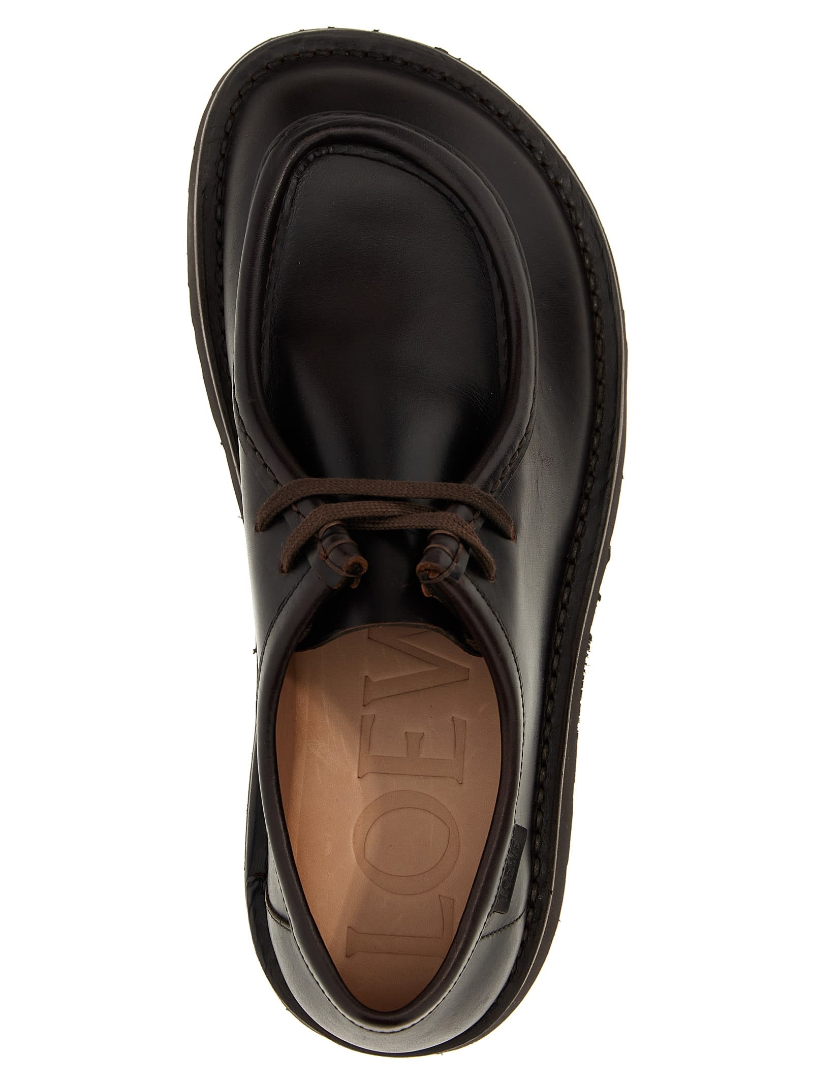 Shop Loewe Faro Lace Up Shoes In Brown