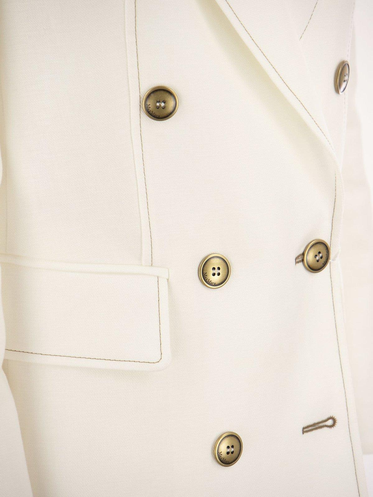 Max Mara Verace Double Breast Linen Blazer In Bianco