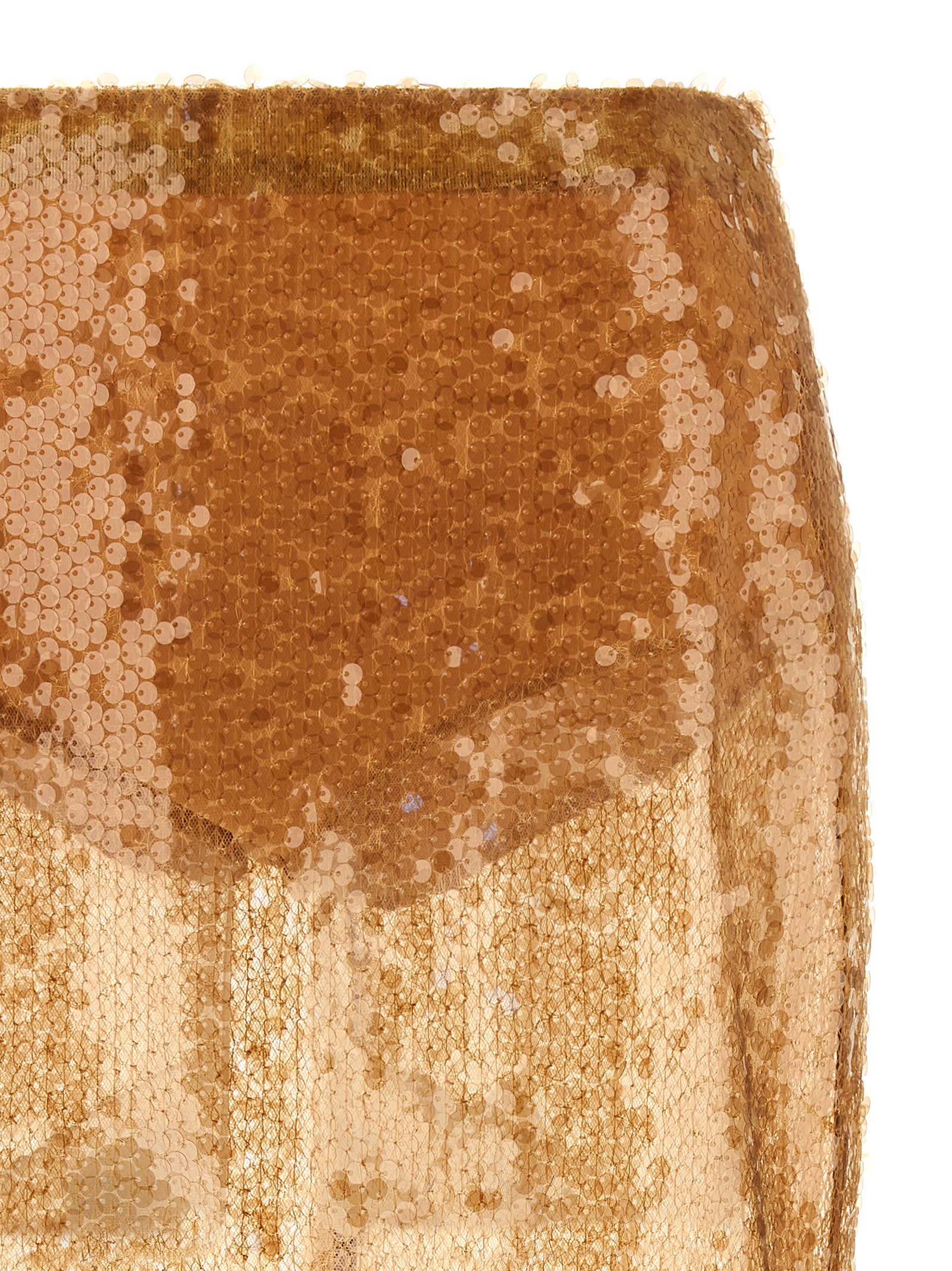 Elisabetta Franchi Sequin Embellished High Waist Skirt In Gold