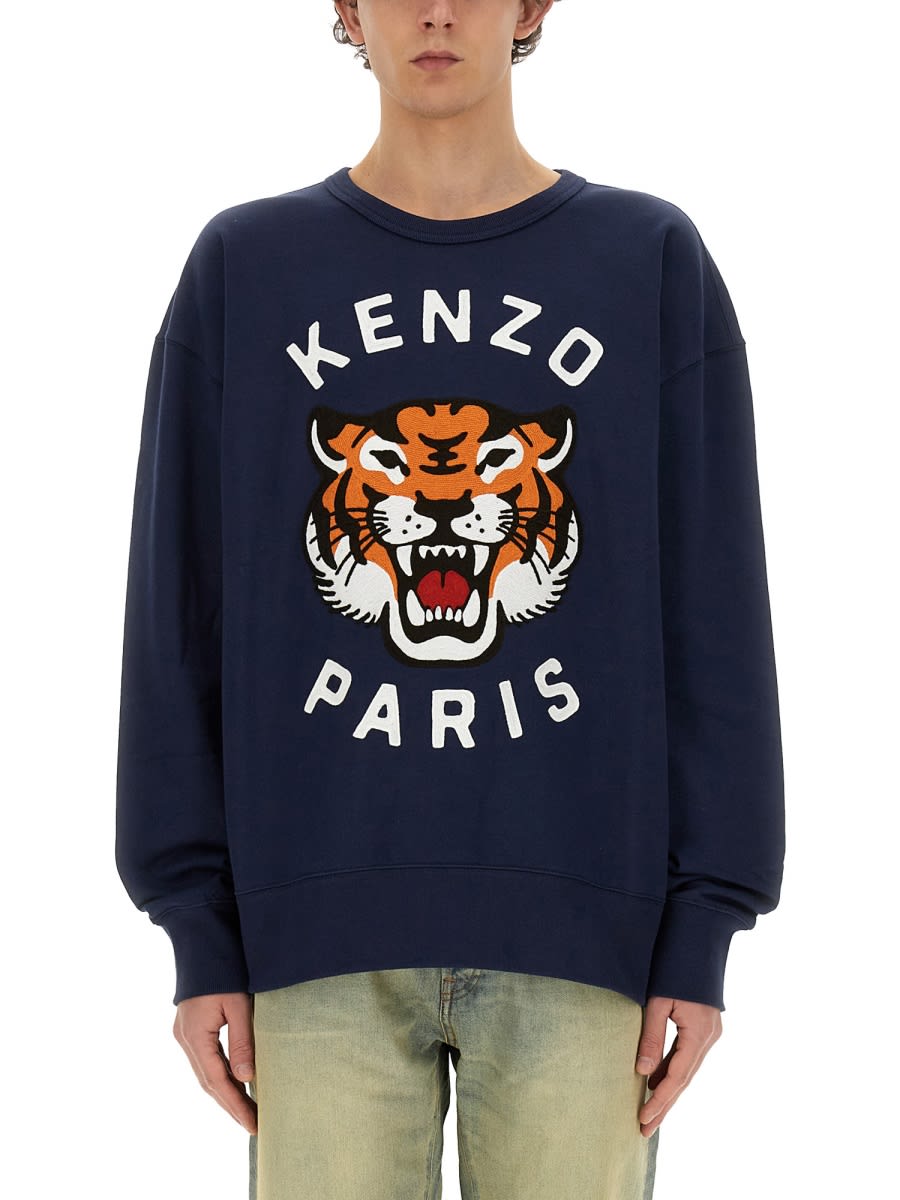 Shop Kenzo Lucky Tiger Sweatshirt In Blue