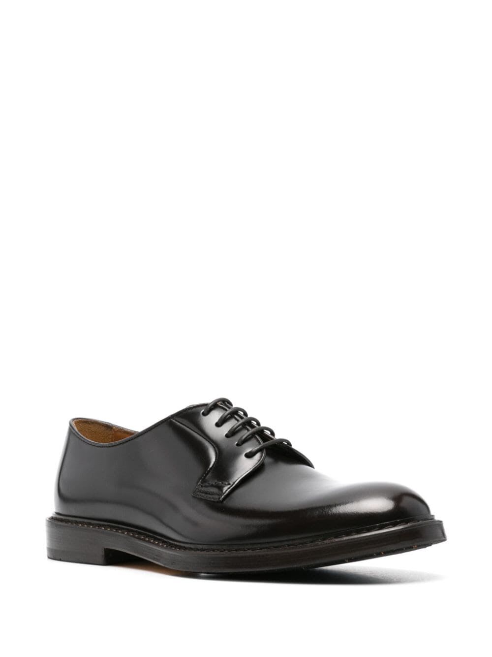 Doucal's Derby Lace-ups In Dark Brown Leather In Brown