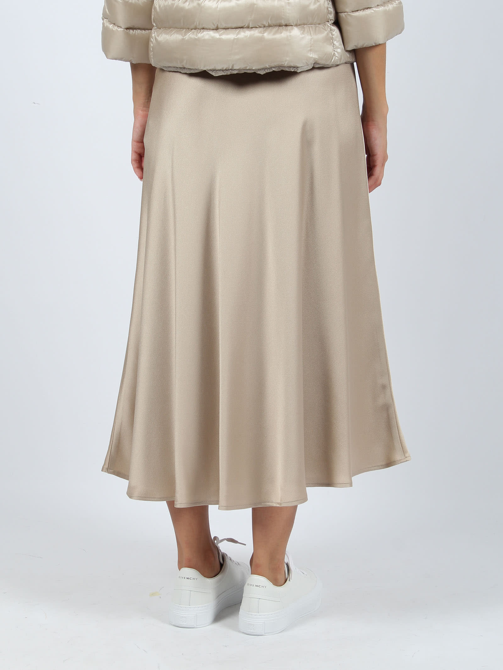 Shop Herno Satin Fluid Skirt In Nude & Neutrals