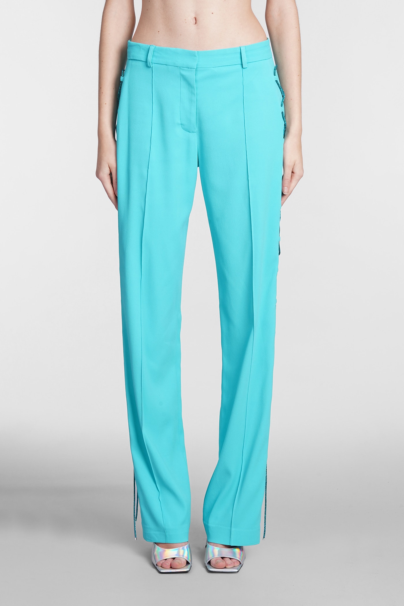 GIUSEPPE DI MORABITO PANTS IN CYAN VISCOSE