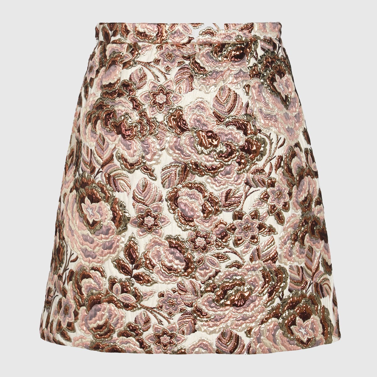 Shop Valentino Multicolor Wool Skirt In Latte/lurex Rosa