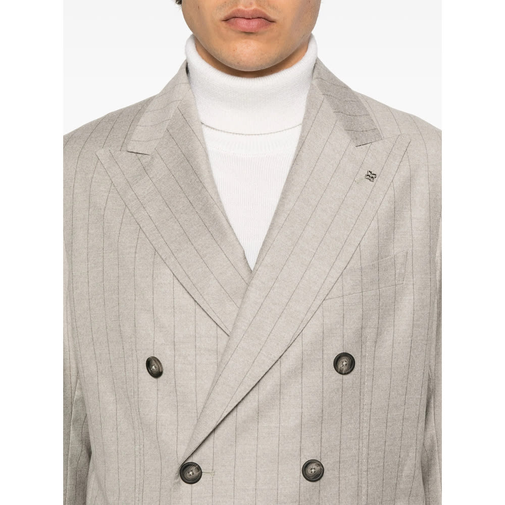 Tagliatore Long Sleeve Blazer And Belt Loop Pants Set In Neutral