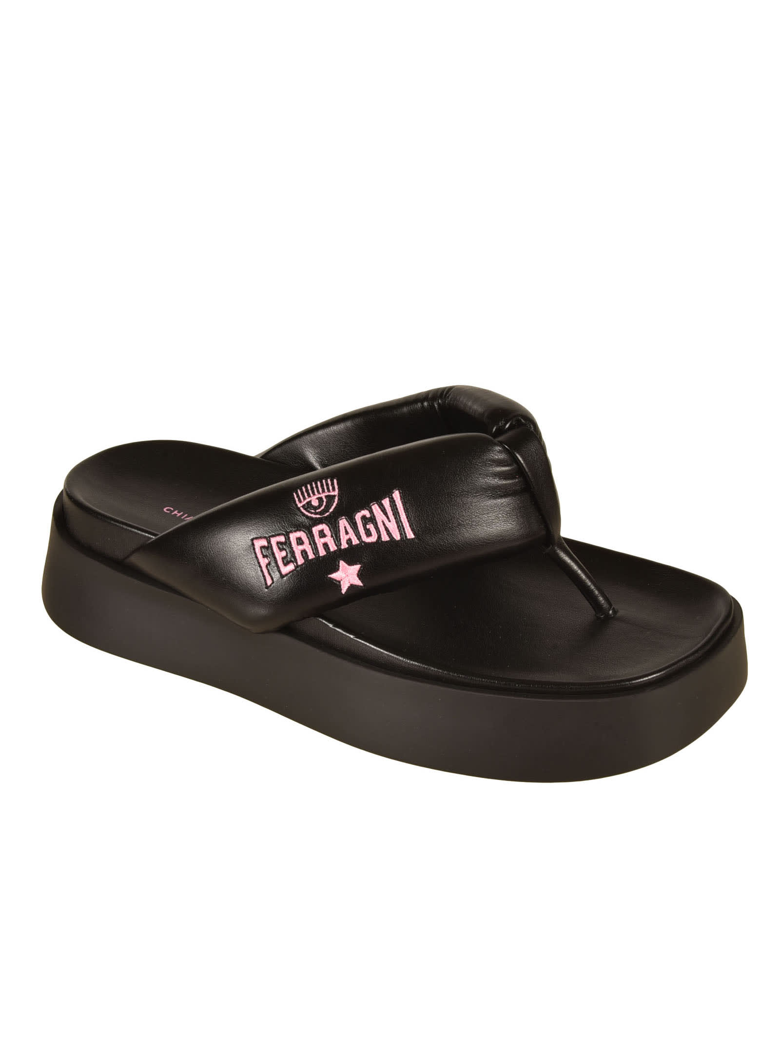 Shop Chiara Ferragni Platform Flip Flops In Black