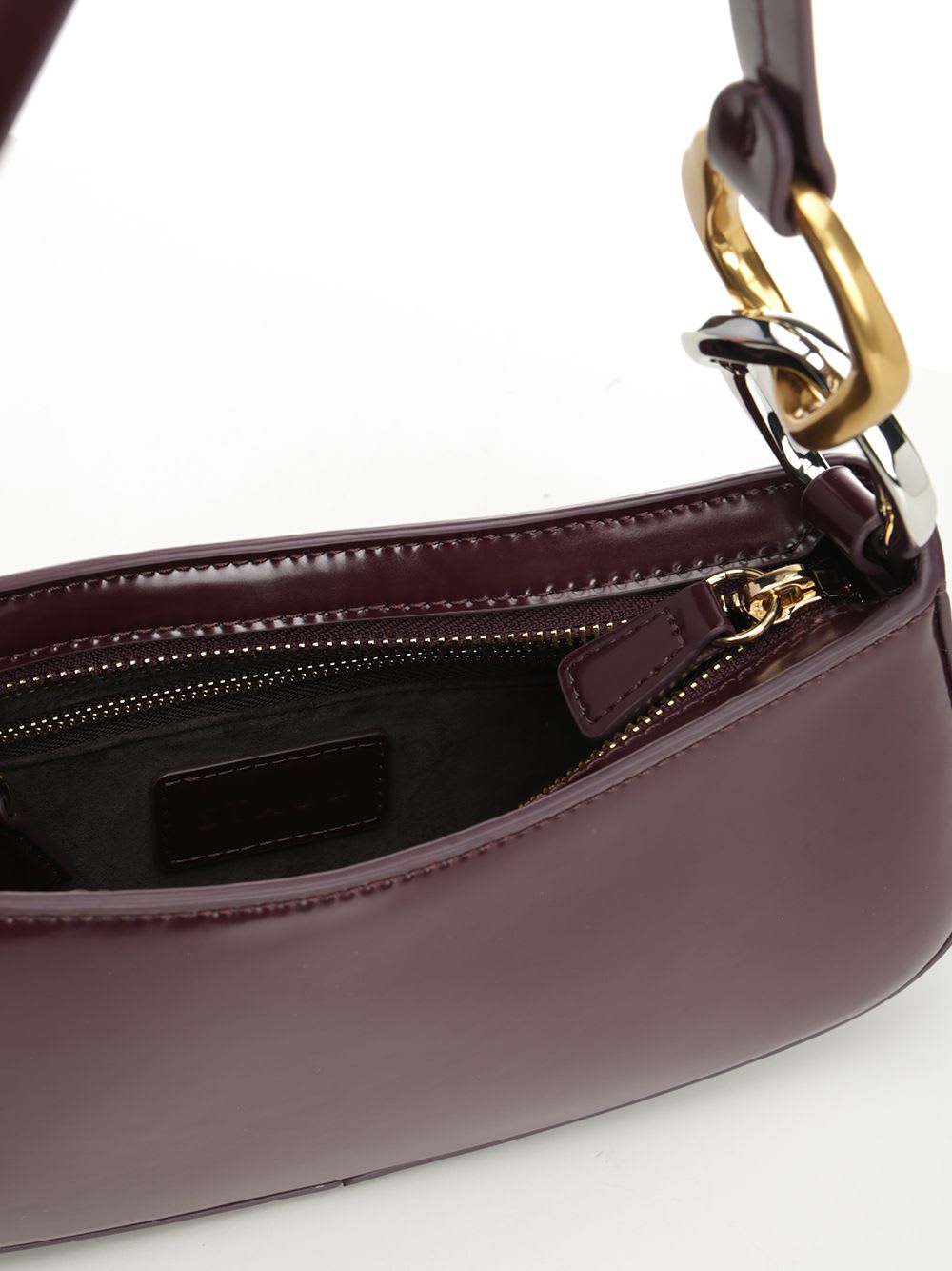 Staud Ollie Shoulder Bag With Curved Handle In Burgundy