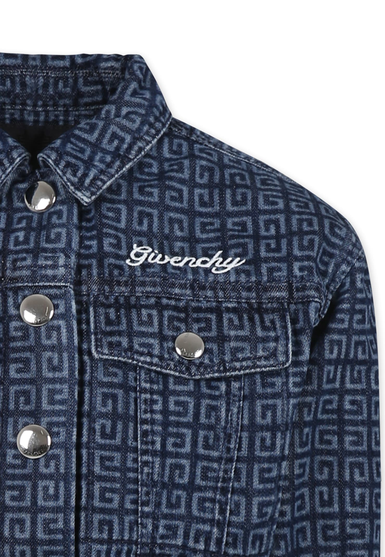 Givenchy Monogram Brand-embroidery Denim Jacket 10- In Denim