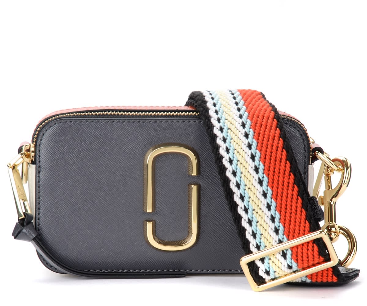 The Marc Jacobs Snapshot Shoulder Bag In Gray, White And Orange