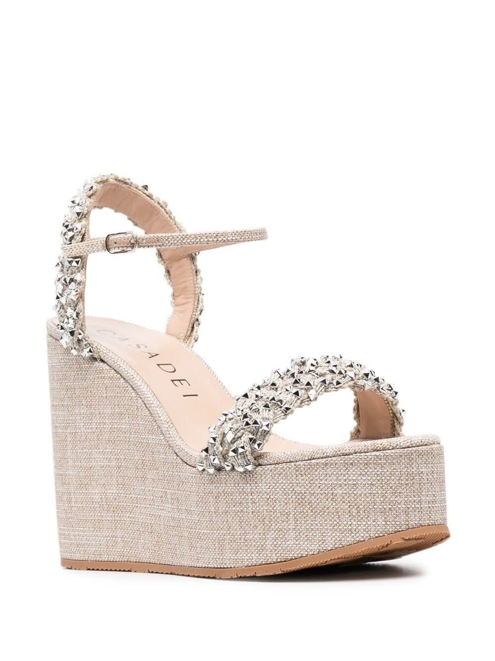 Casadei WEDGE SANDALS WITH SILVER STUDS