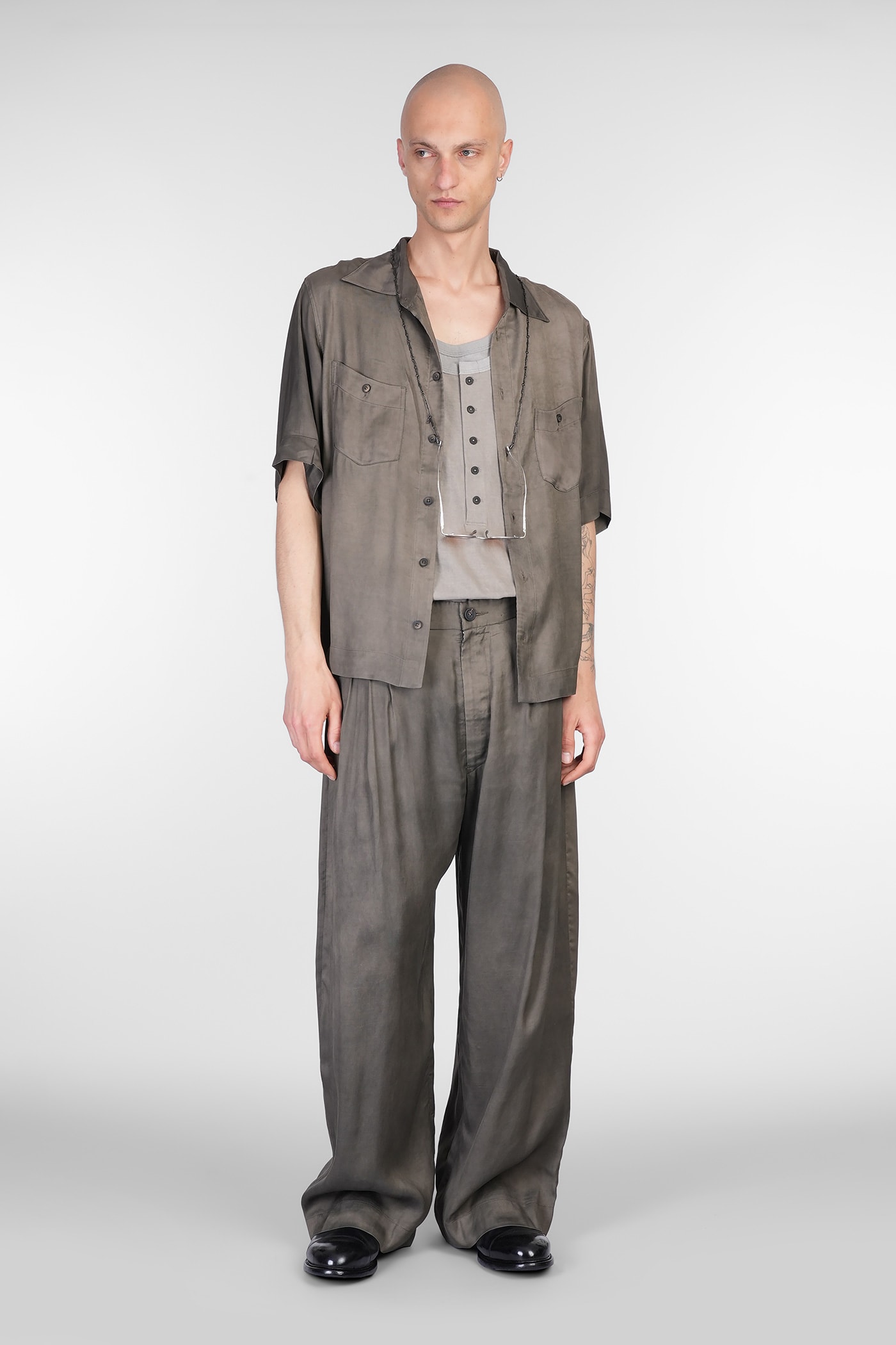 Ziggy Chen Pants In Green Viscose