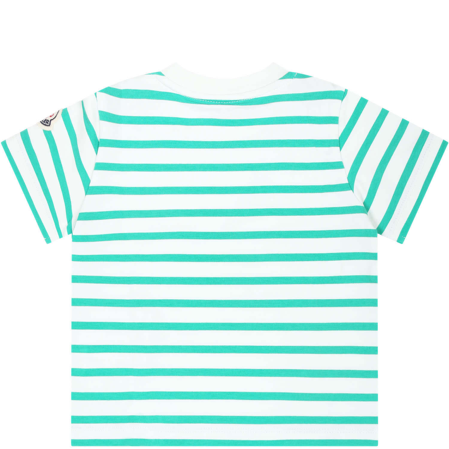 Shop Moncler Green T-shirt For Baby Boy With Logo