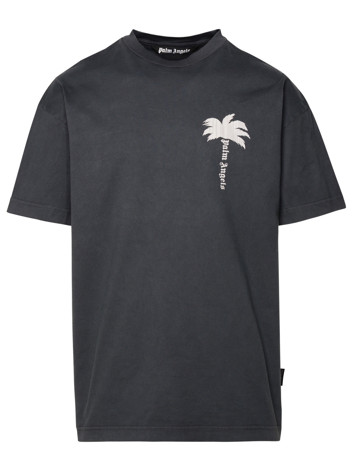 Shop Palm Angels Gray Cotton T-shirt In Dark Grey Off White (grey)