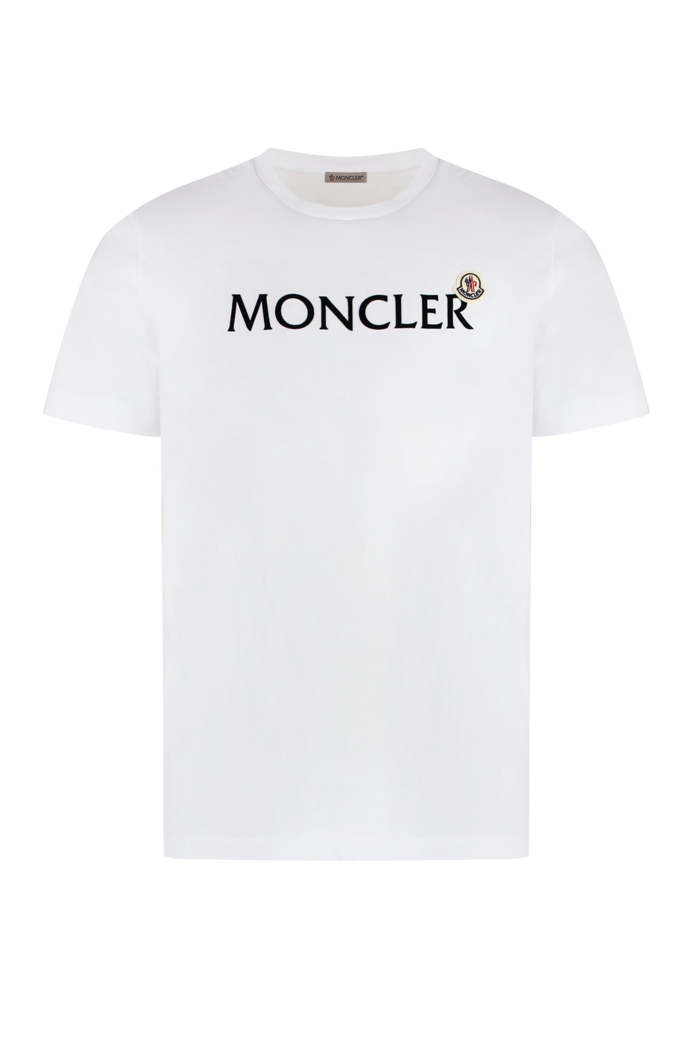 Shop Moncler Cotton Crew-neck T-shirt In White