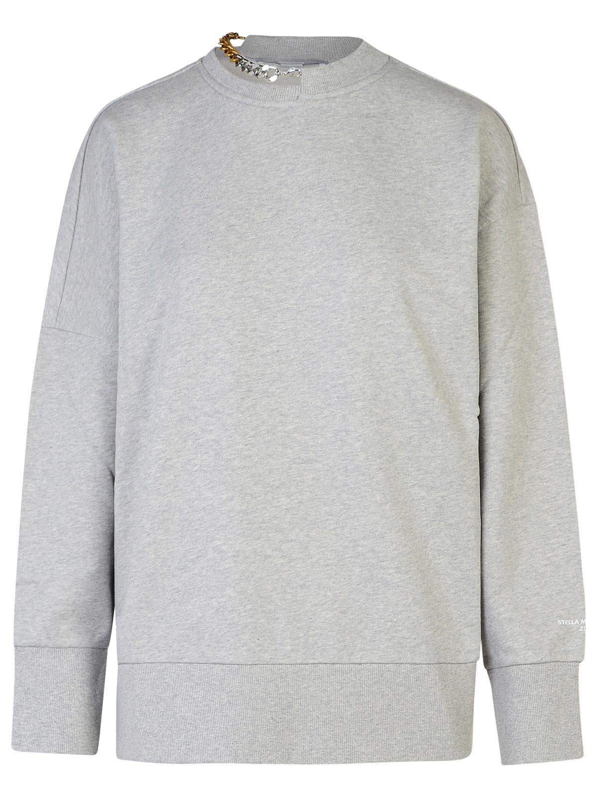 Shop Stella Mccartney Chain Detailed Crewneck Sweatshirt In Light Grey Melange