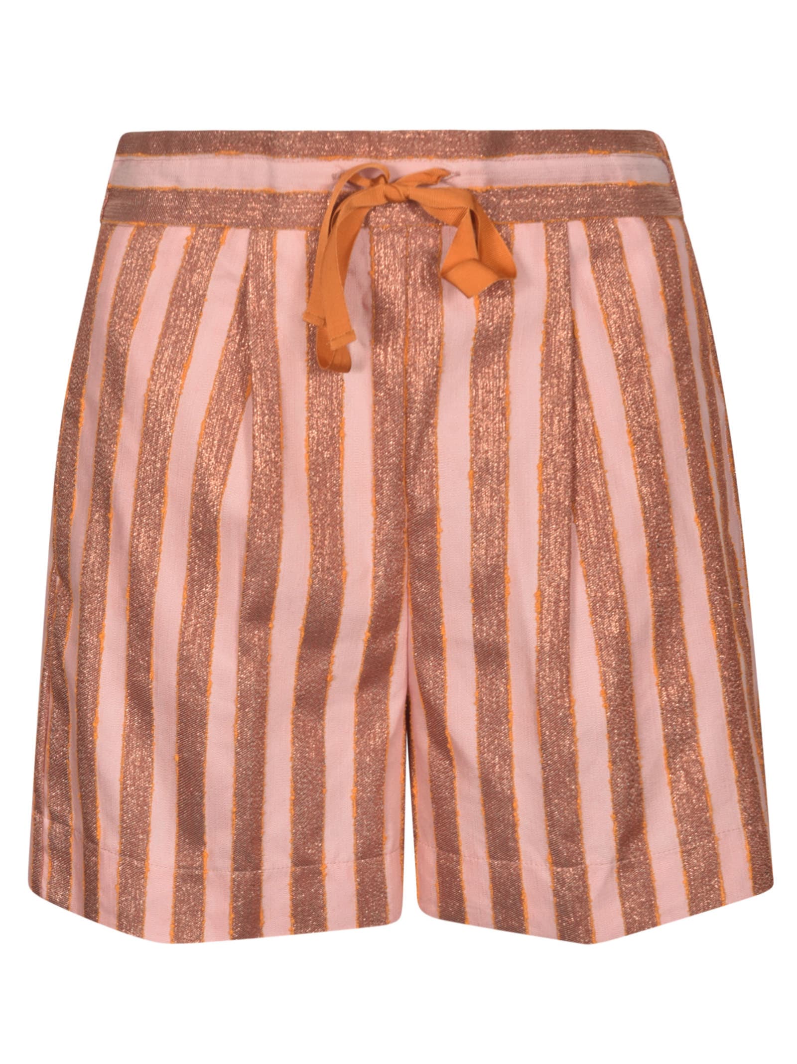 Shop Forte Forte Laced Striped Shorts In Rosa