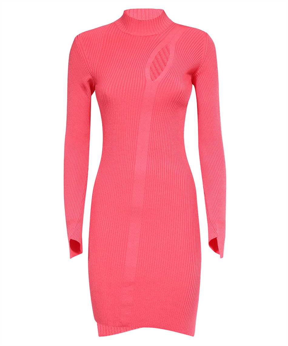 Shop Versace Knitted Dress In Fuchsia