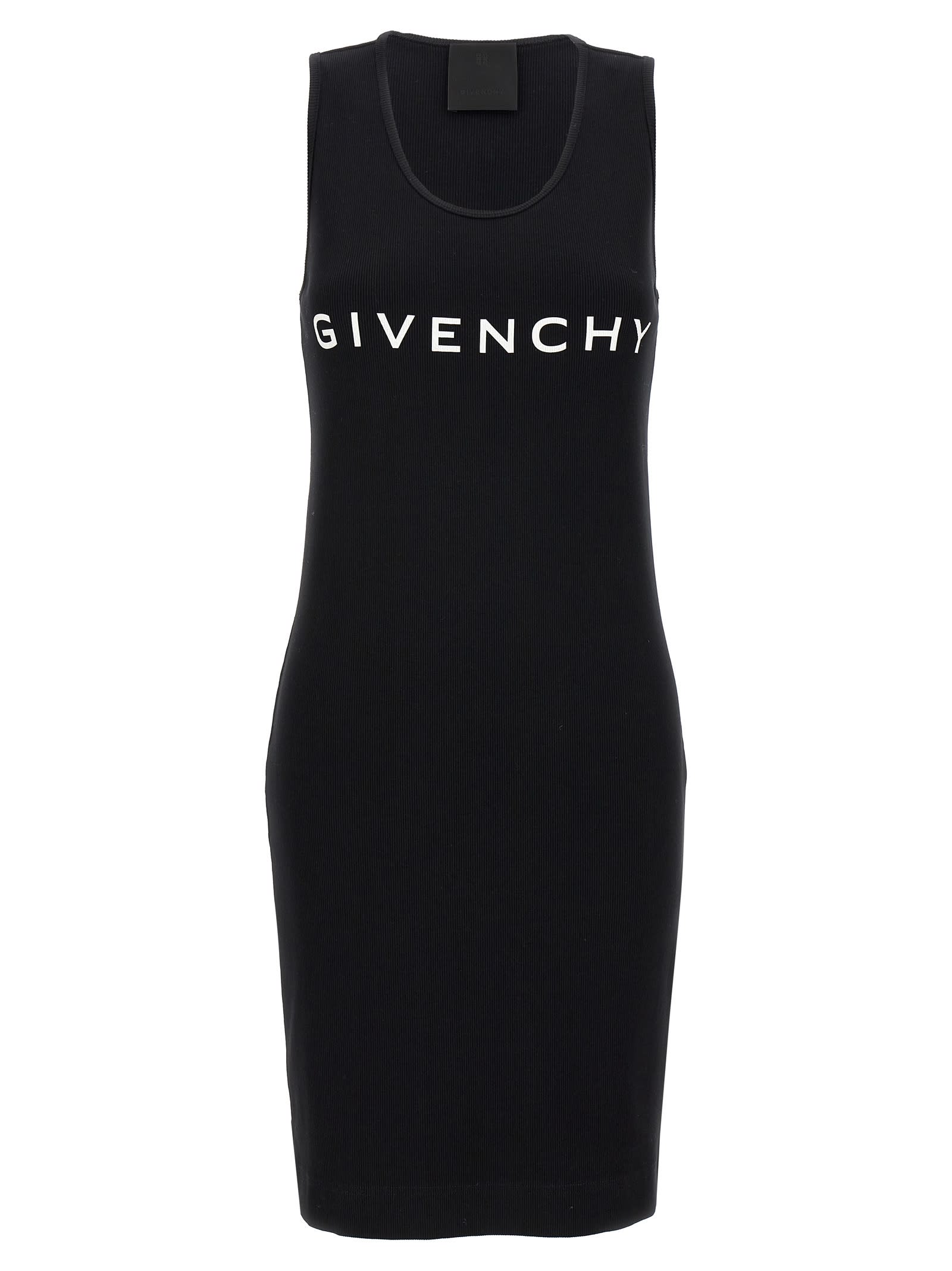 Shop Givenchy Logo Print Dress In White/black