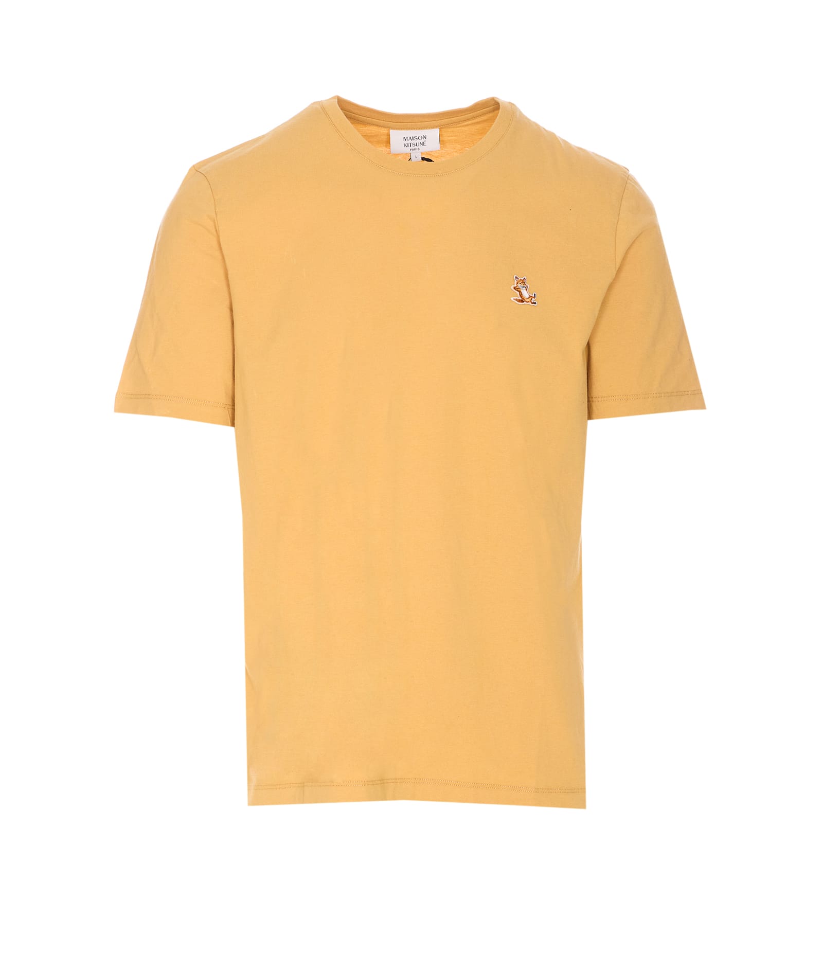 Maison Kitsuné Maison Kitsune Chillax Fox Patch T Shirt In Yellow