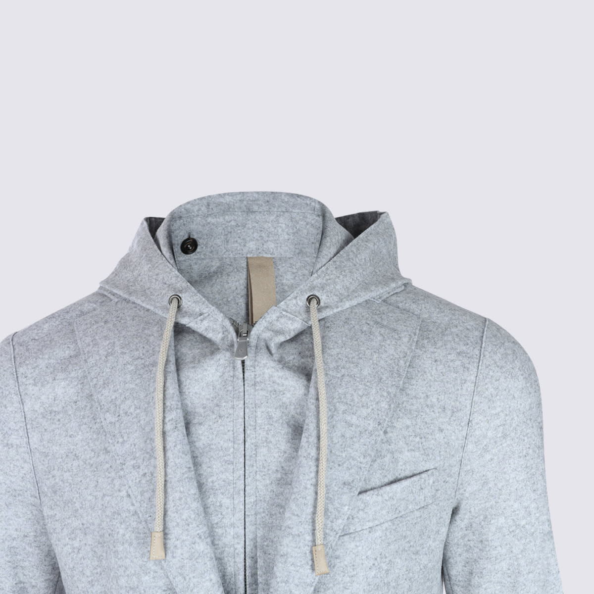 Eleventy Hooded Blazer With Front Pockets And Long Sleeves In Blue