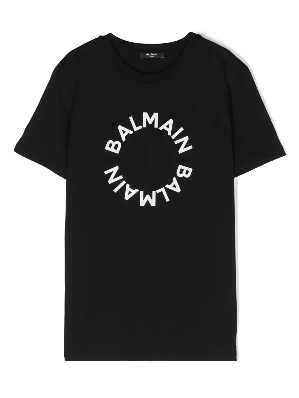 Shop Balmain Black T-shirt With Circular Logo