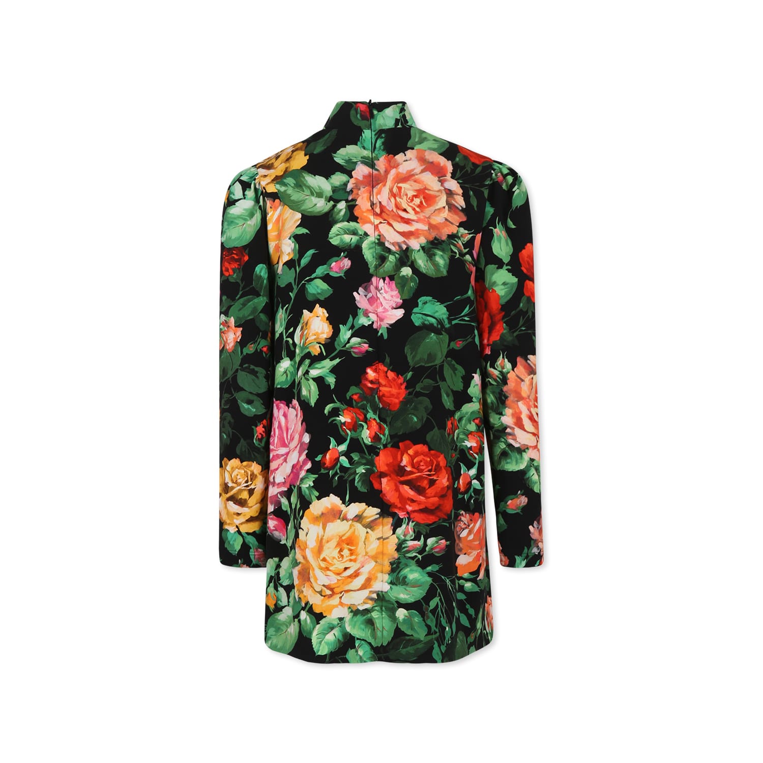 Shop Dolce & Gabbana Black Dress For Girl With Flower Print