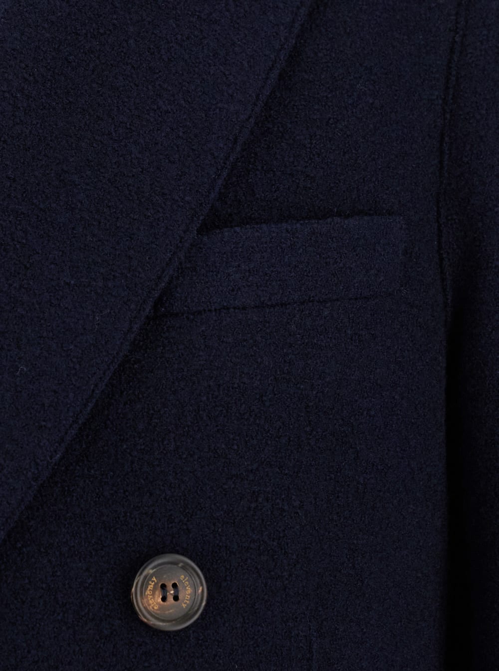 Shop Eleventy Blue Double-breasted Coat With Peak Revers In Fabric Man