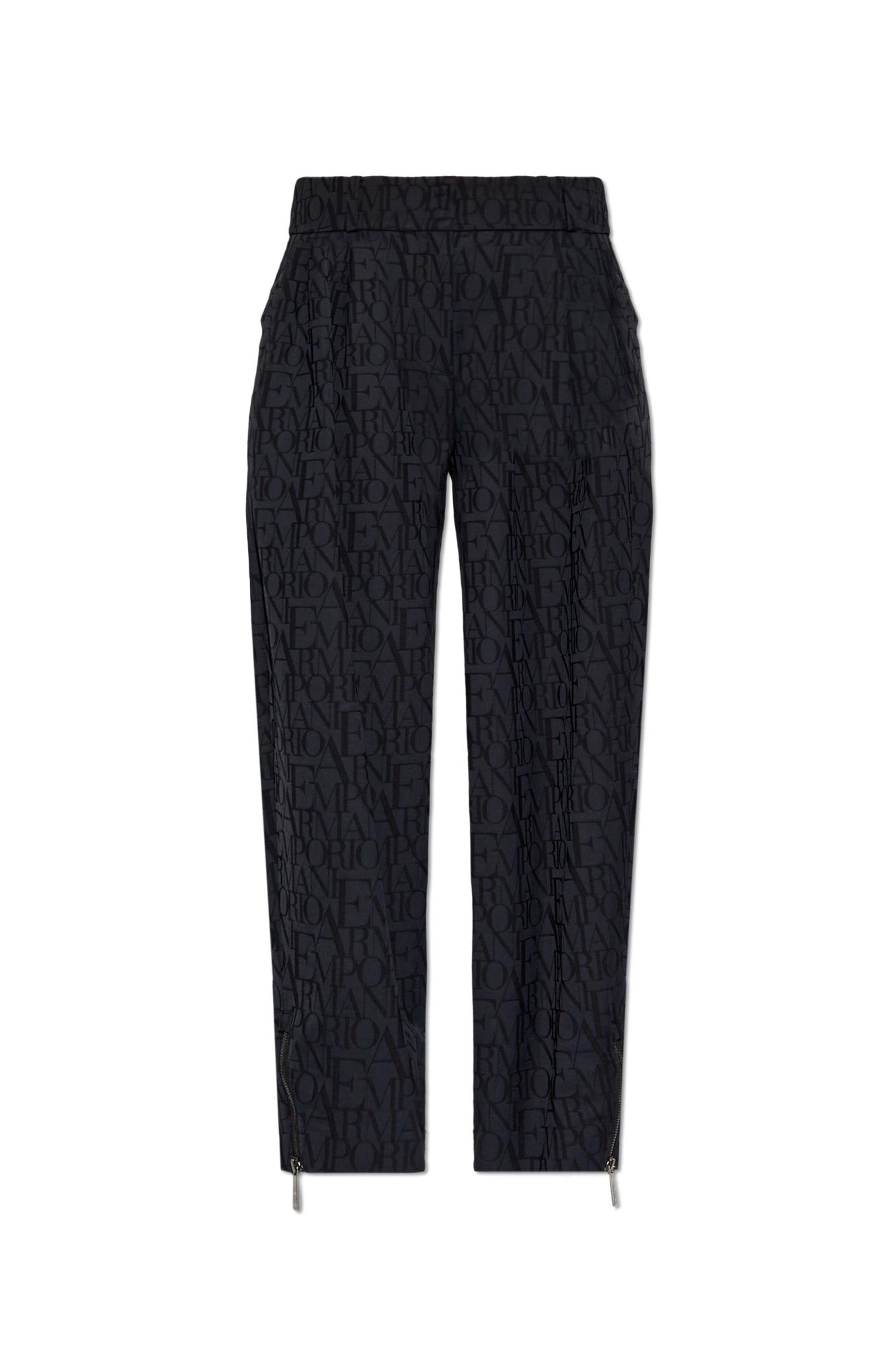 Shop Emporio Armani Monogram Pants In Black