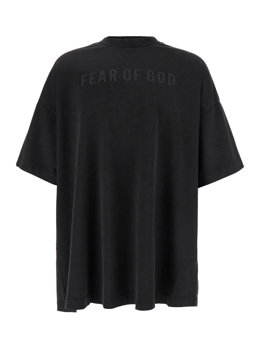 Shop Fear Of God Blackt-shirt With Front Logo Print In Cotton Man