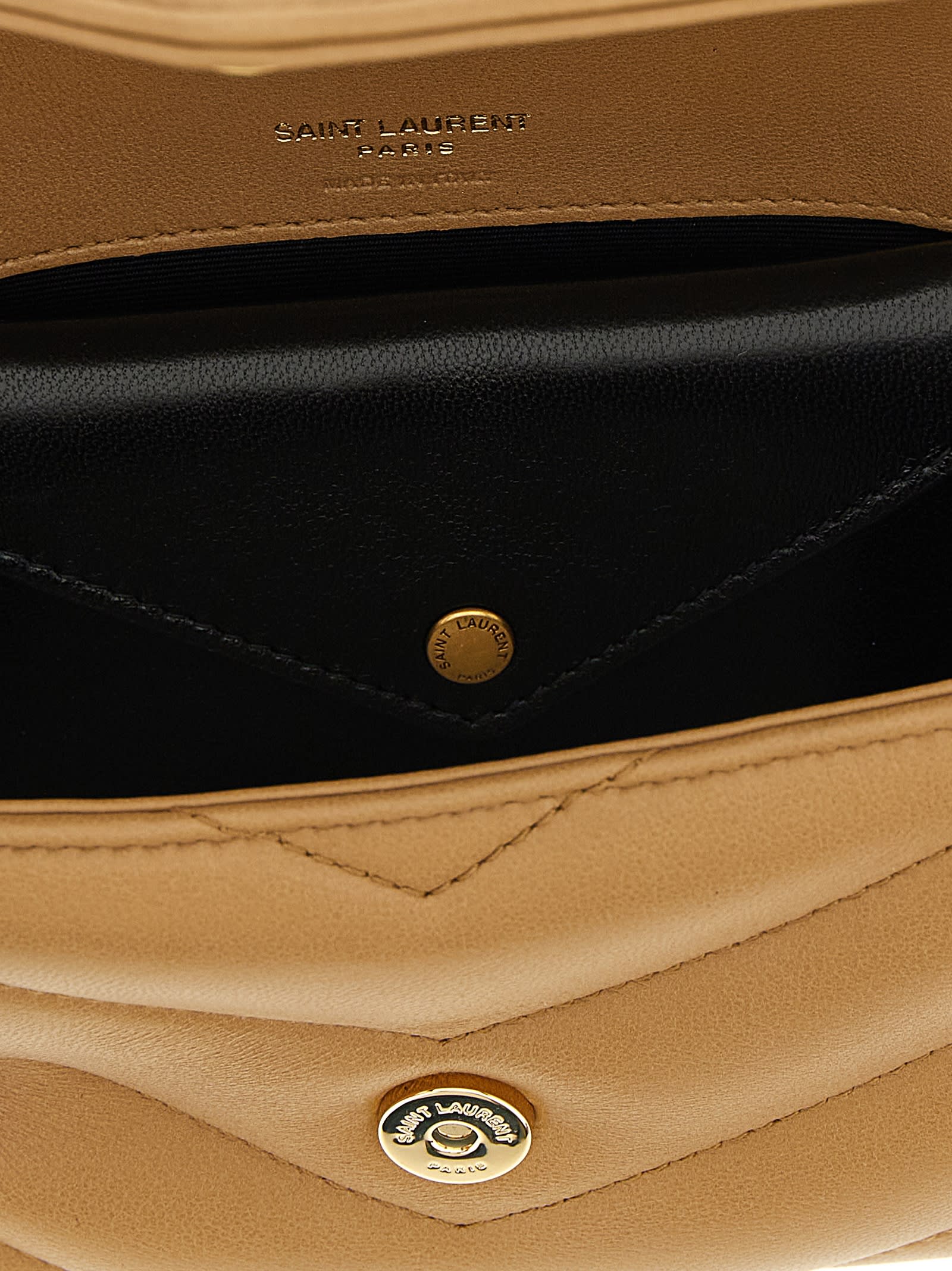 Saint Laurent Loulou Mini Crossbody Bag In Sand