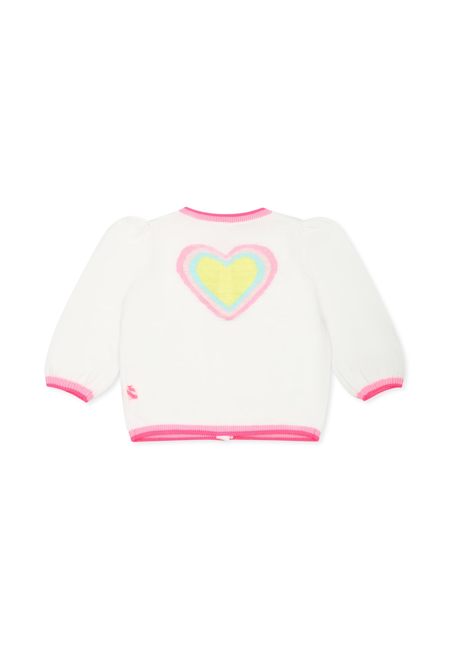 Billieblush Ivory Cardigan For Baby Girl With Hearts In White