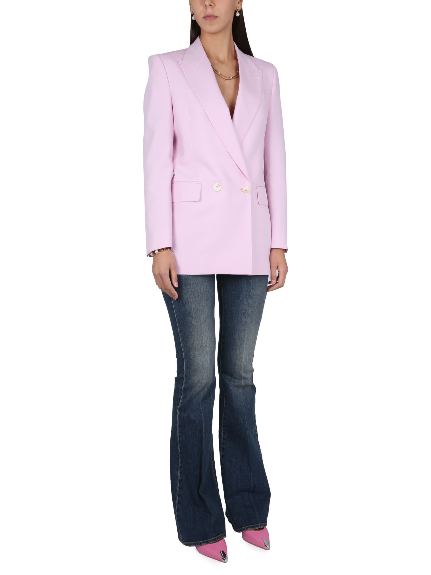 Double Breast Blazer Jacket In Pink