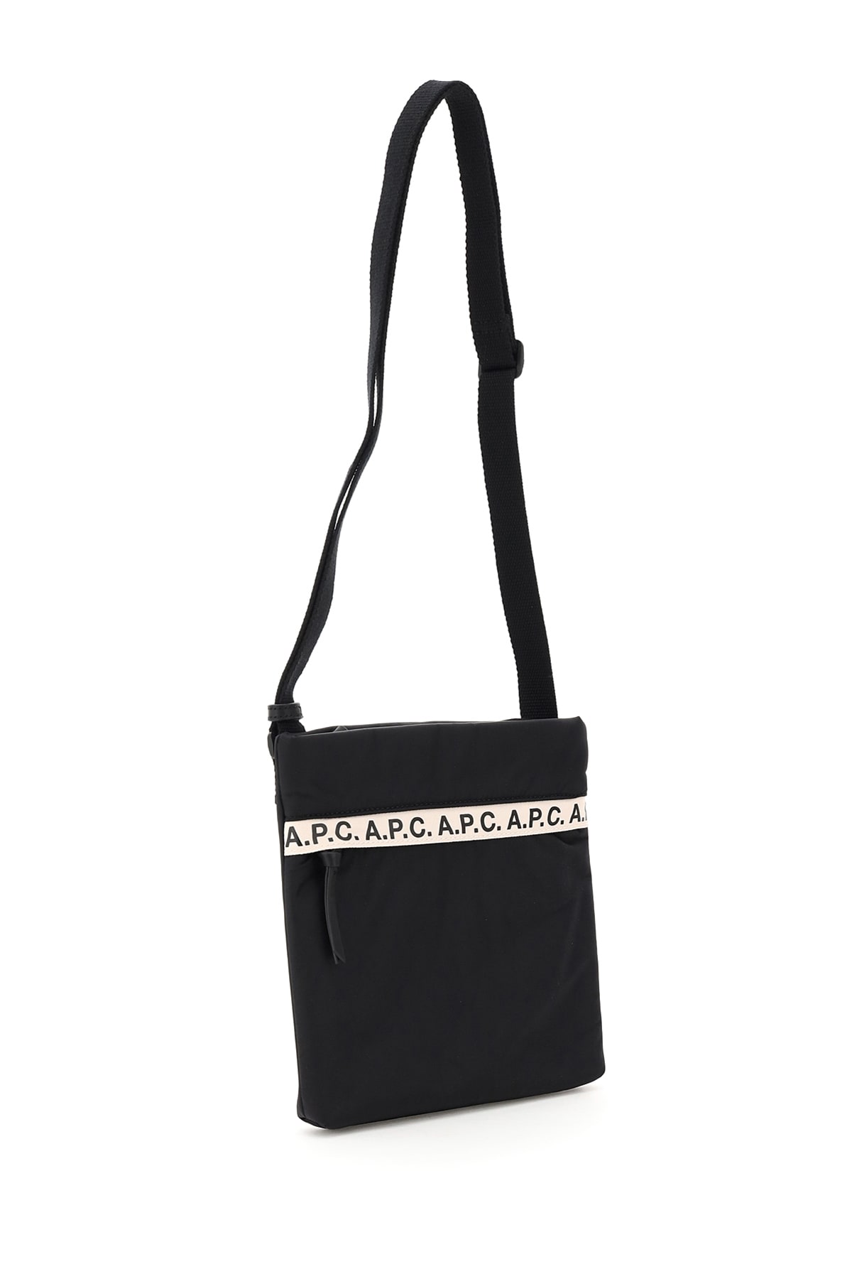 Shop Apc Sacoche Repeat Logo Bag In Lzz Noir