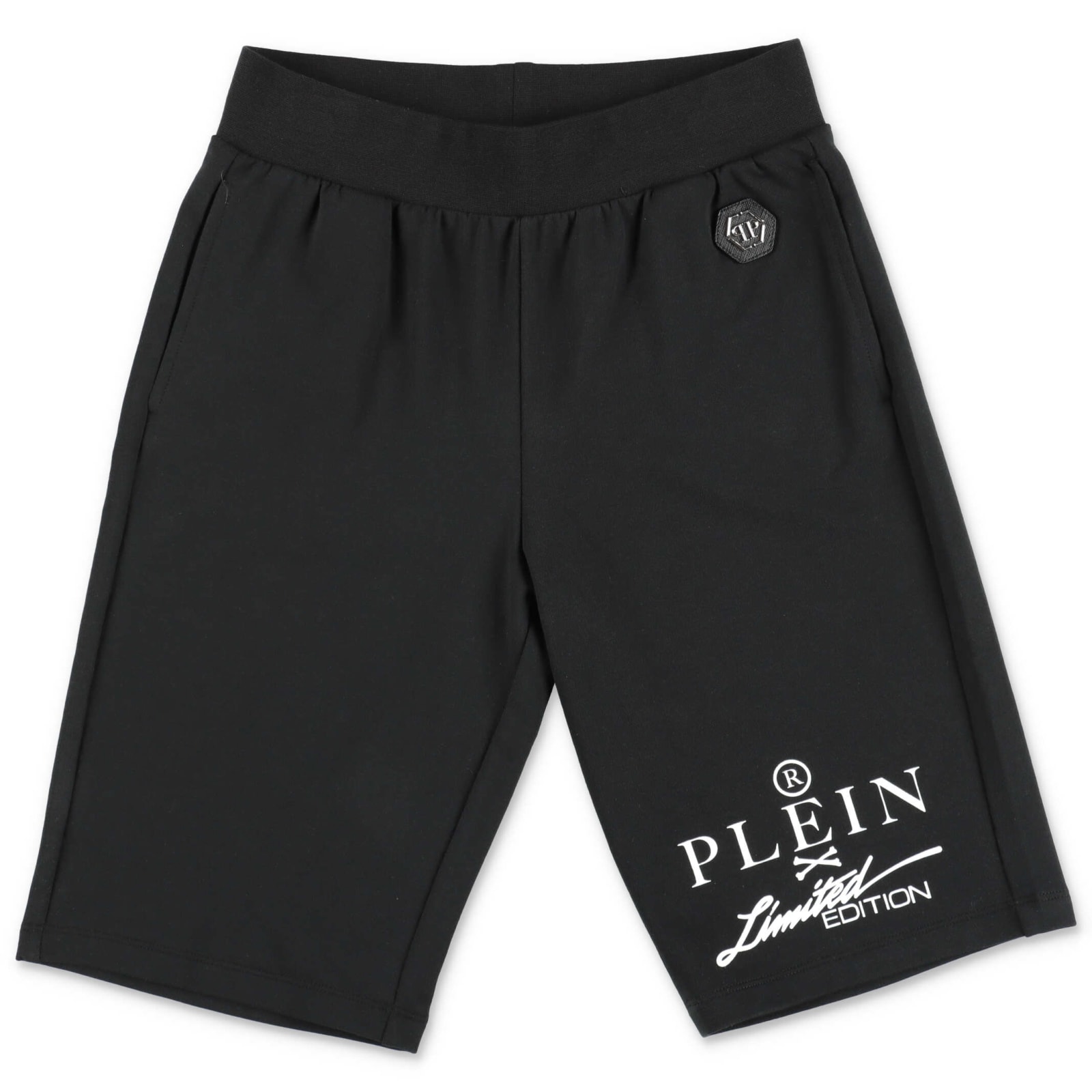 Philipp Plein Junior Shorts Neri In Felpa Di Cotone