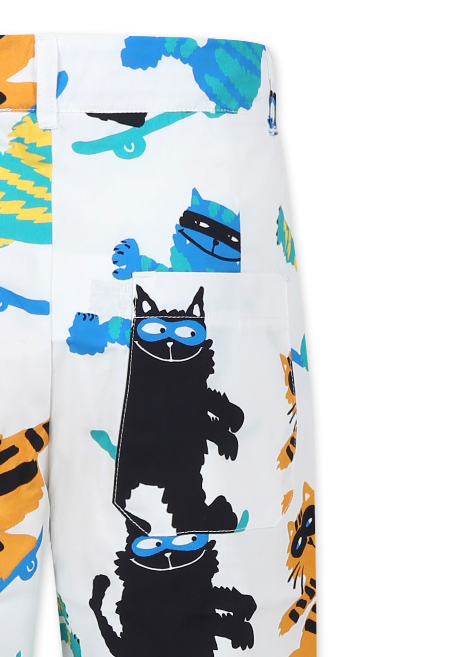 Stella Mccartney White Shorts For Boy With Cats In White