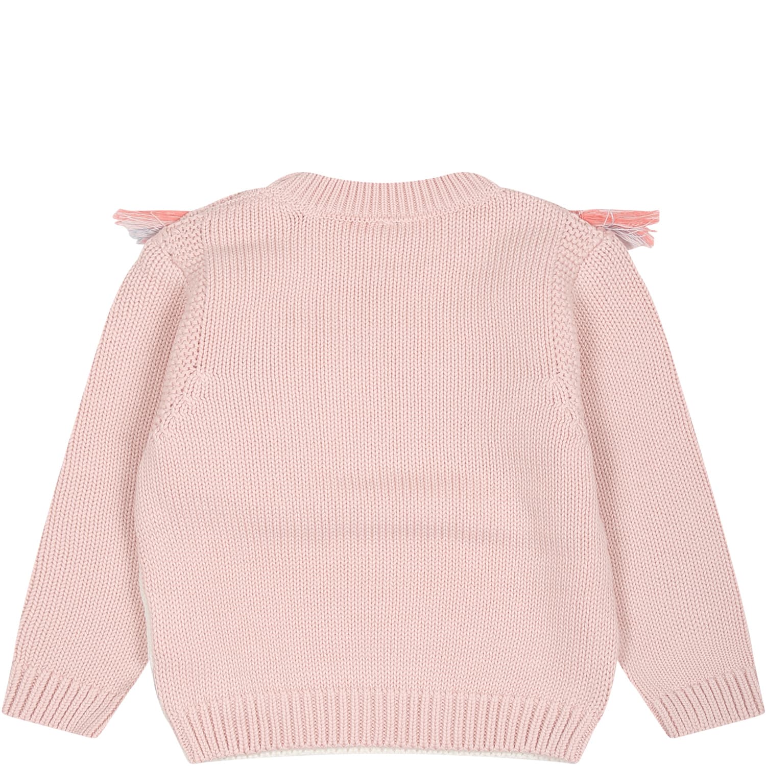 Shop Stella Mccartney Pink Sweater For Baby Girl With Unicorn