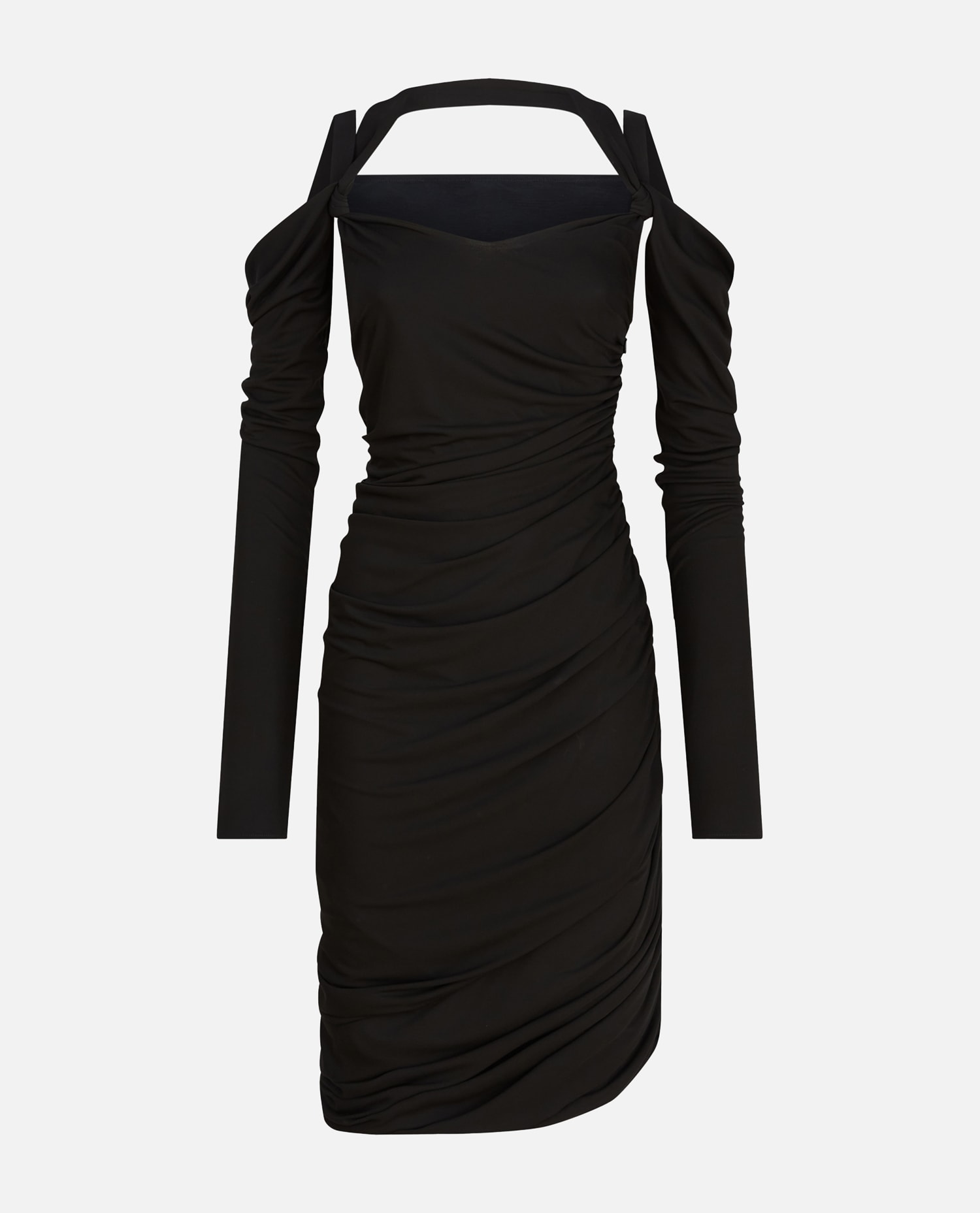 Attico Black Midi Dress In Viscose Crêpe In Black