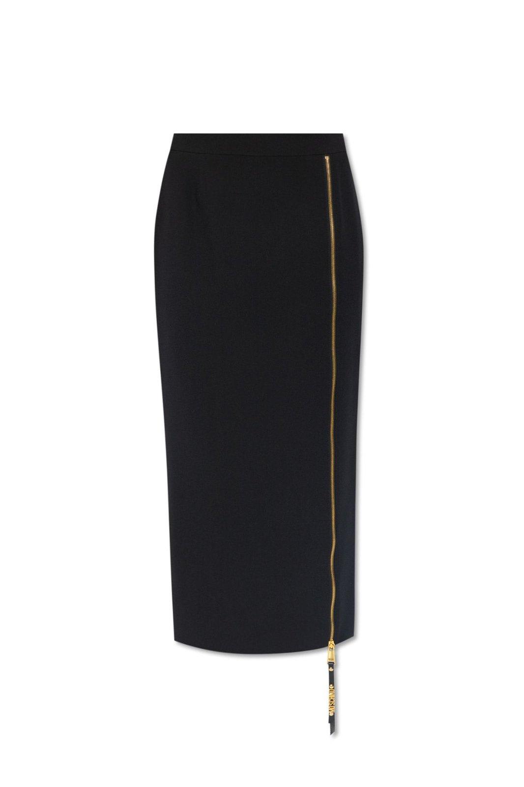 Shop Moschino Zip-detailed Skirt In Black