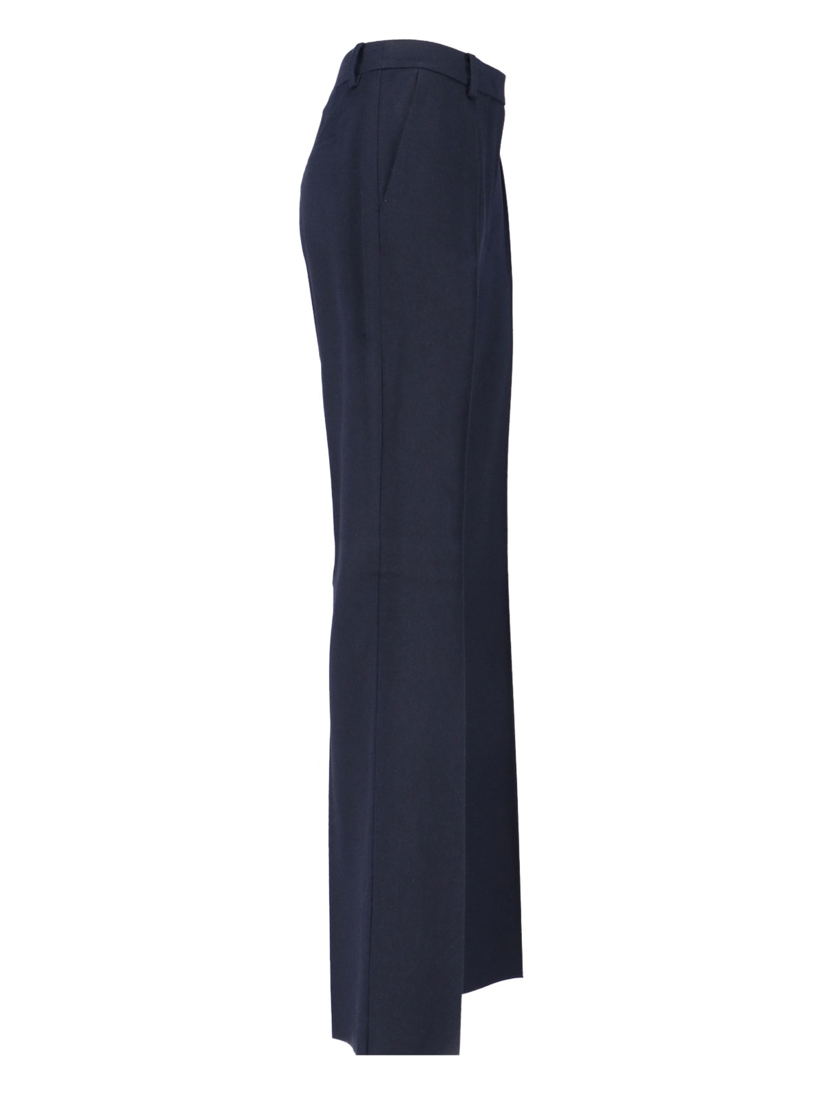 Max Mara Straight Trousers With Pleats And Pockets In Blue