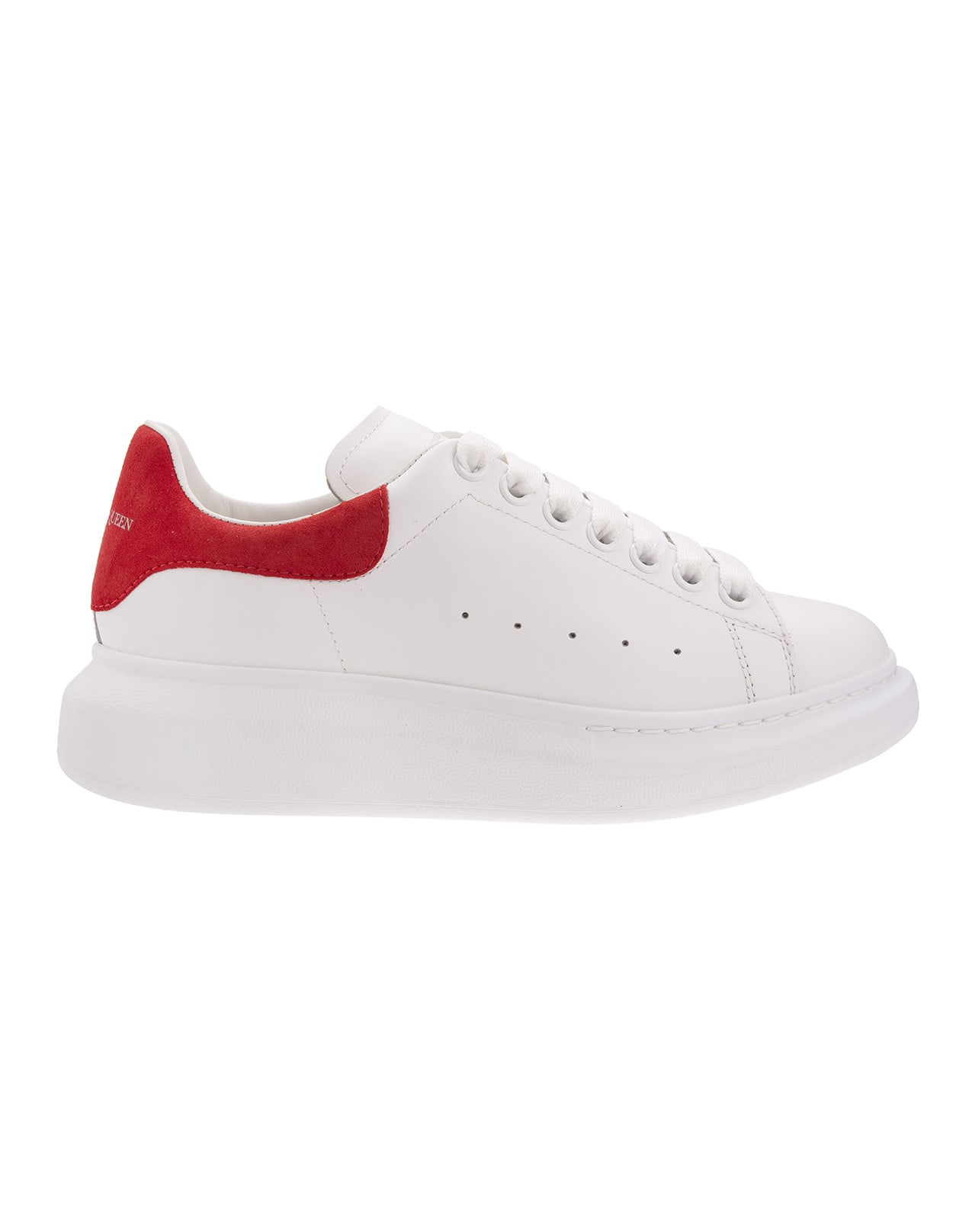 Buy Alexander McQueen White And Red Woman Oversized Sneakers online, shop Alexander McQueen shoes with free shipping