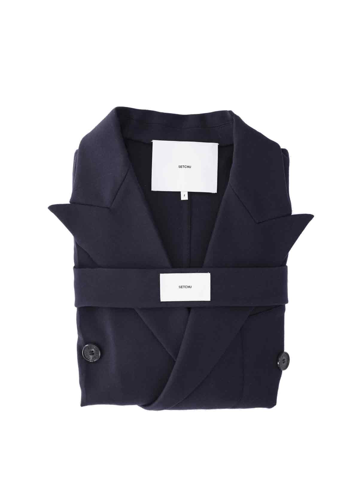 Shop Setchu Enrico Double-breasted Blazer In Blue